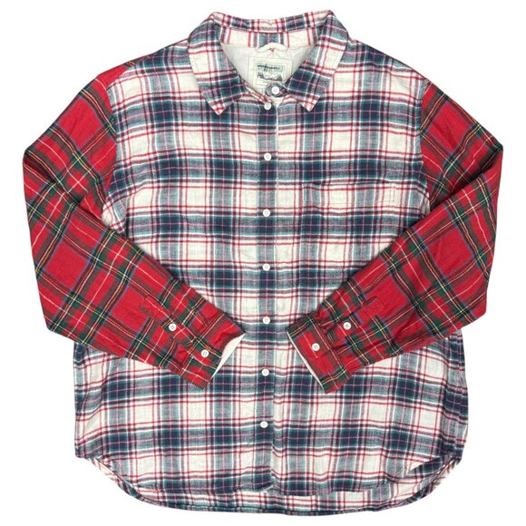 EUC‎ Women's AMERICAN EAGLE Patchwork Super Soft Flannel Button Down | Size L - Picture 2 of 11